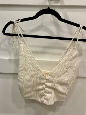 L.A. Hearts Cream Knit Cropped Tank w/ Tie Straps Boho